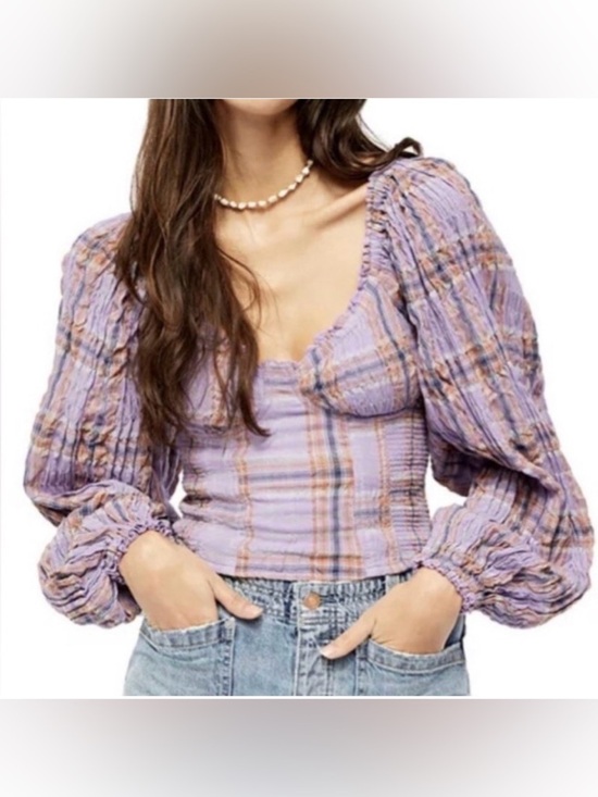 Free People Tops - Free People Cherry Bomb Buster Plaid Smocked Top XS